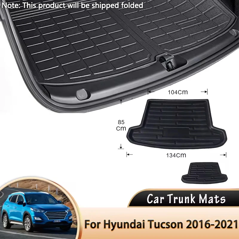 

Car Rear Trunk Mat Floor Waterproof Tray Liner Cargo Boot Carpet Mud for Hyundai Tucson TL 2016~2021 2018 2019 2020 Accessories