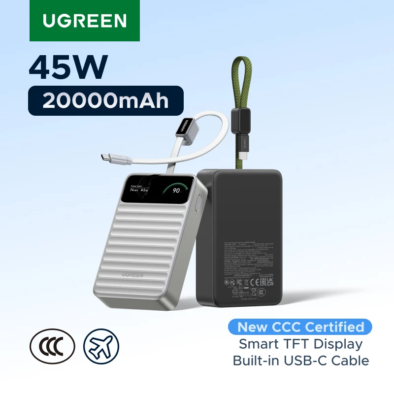 【Nowy CCC】UGREEN 45W Power Bank 20000mAh Przenośny PowerBank do iPhone 17 Pro Max Samsung Telefon Zewnętrzna Bateria 40W Ekran TFT — zdjęcie produktu 1
