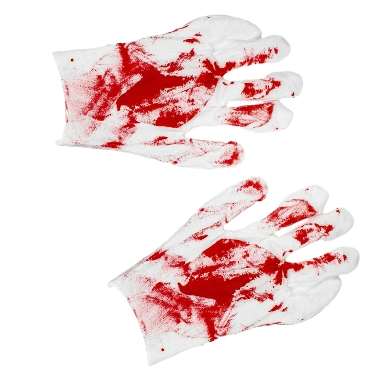 Mysterious Halloween Cosplay Bloodstain Print Gloves for Enigmatic Looks