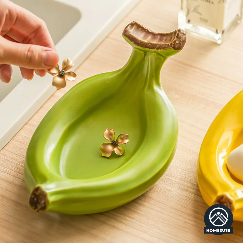 Bathroom Soap Dish Banana Ashtray Soap Container Ceramic Soap Holder Drain Water Soap Box Tray Bathroom Accessories