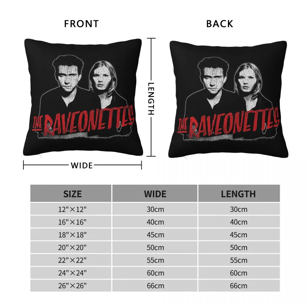 The Raveonettes Danish Indie Rock Duo Square Pillowcase Polyester Linen Velvet Pattern Zip Decor Pillow Case Home Cushion Cover