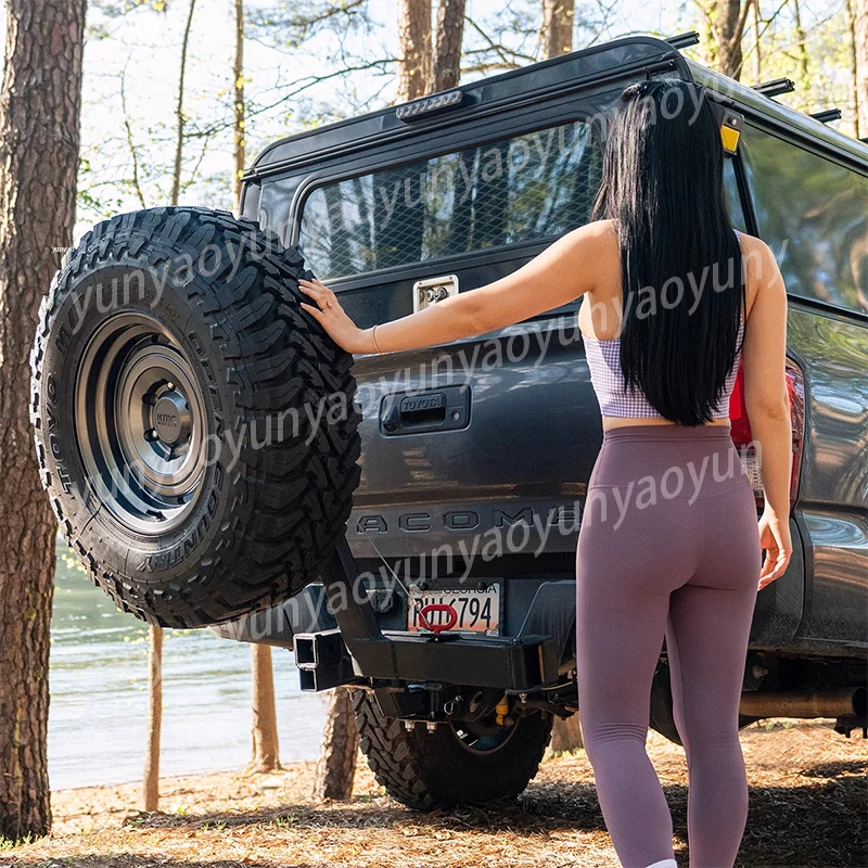 Square Mouth Mounted Spare Tire Rack Trailer Bar Spare Tire Rack Car Spare Tire Rack with License Plate Frame image 6