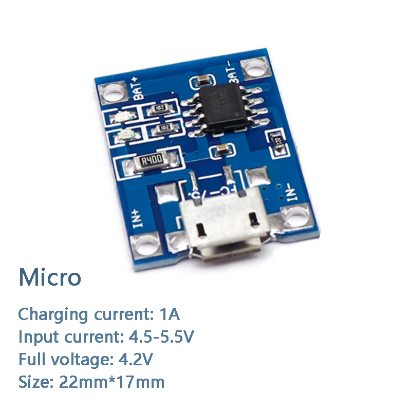 5Pcs Type-c/Micro/Mini USB TP4056 18650 Lithium Battery Charger Module 5V 1A Charging Board With Protection Dual Functions