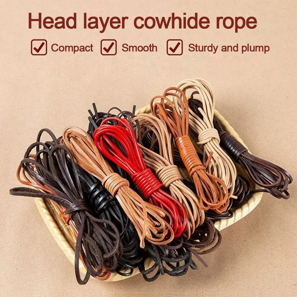 الرجعية جولة جلد طبيعي الحبل شقة 5 متر جلد البقر حبل ثونغ الحبل سوار ذاتي الصنع