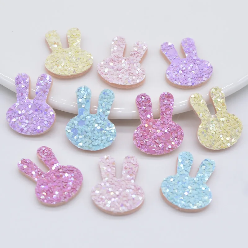 50Pcs/lots Cute Mini Rabbit Diy Crafts Patches Felt Padded Appliques for Hat/Shoes/Bag/Clothes Supplies Sewing-on Accessories