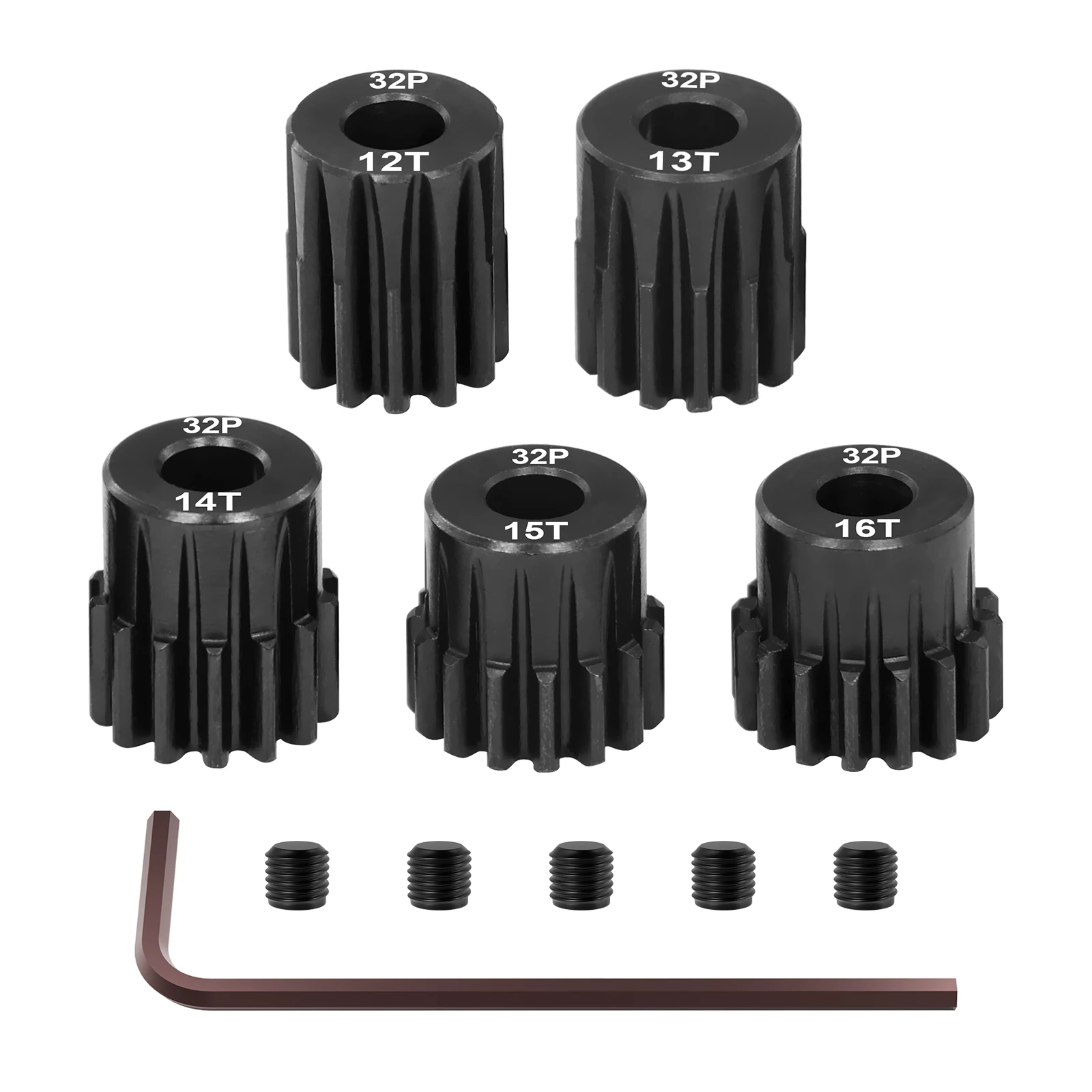 5PCS OGRC 32P 5mm/3.175mm Pinion Motor Gear 0.8M 12T 13T 14T 15T 16T Gear Set for 1/8 1/10 RC Car Monster Truck Buggy Parts