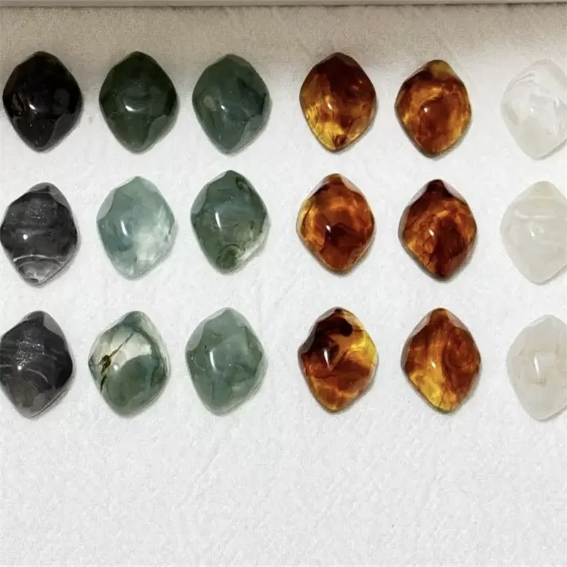 

Оптовая продажа, 15*17 мм, цветной принт, геометрия, нерегулярная форма ромба, смоляные бусины-кабошоны, ювелирные изделия своими руками, аксессуары для волос для одежды