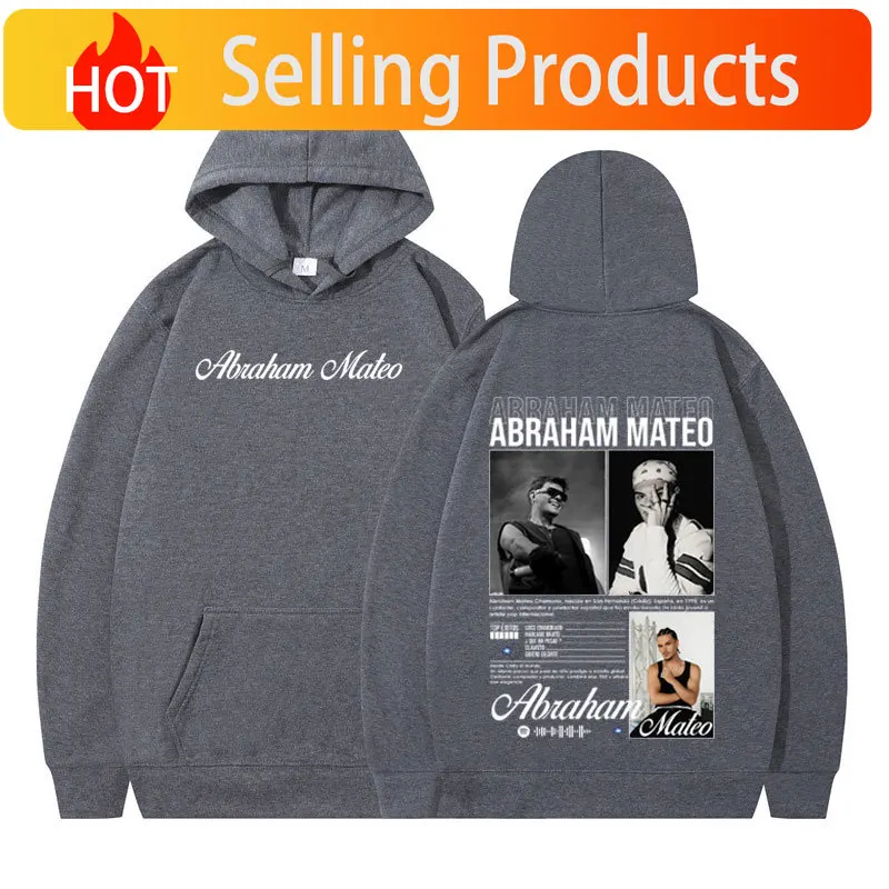 Rapper Abraham Mateo Tour 2025 Graphic Hoodie Men Women Hip-hop Pullover Long-sleeved Loose Casual Punk Oversized Sportswear