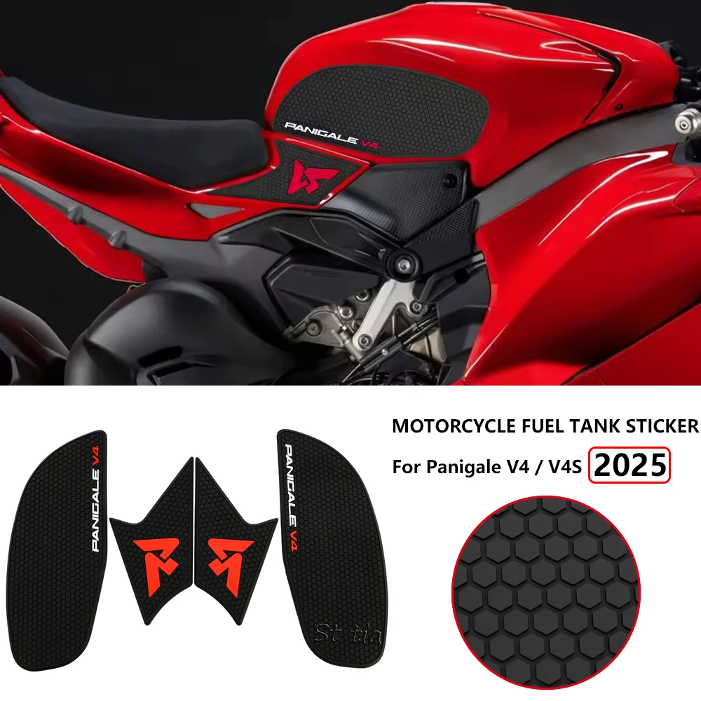 

Panigale V4 2025 Tank Pad Motorcycle accessories Fuel Tank Pad For DUCATI Panigale V4 V4S 2025 2026 Non-slip Side Fuel Tank Pad