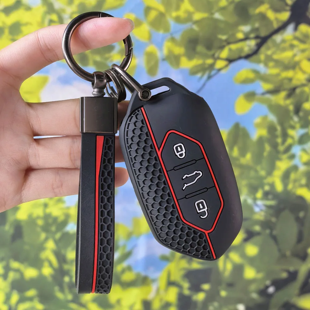 Sport Honeycomb Silicone Key Protector With Keychain For Togg Kia Picanto Sorento MQ4 Carnival KA4 Morning K5 Carens EV9 Seltos