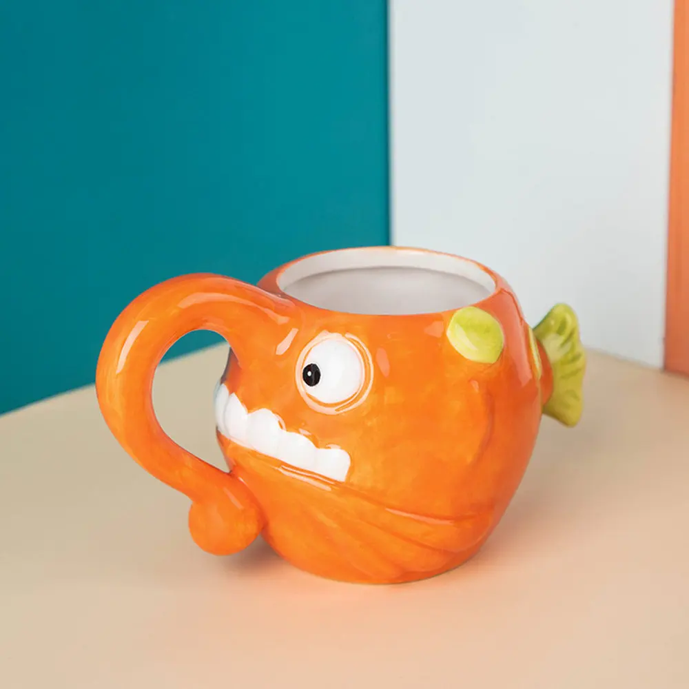 Cartoon Ocean Lantern Fish Seahorse Octopus Shaped Ceramic Mug With Handle Porcelain Breakfast Cup For Milk Water Kids Gift