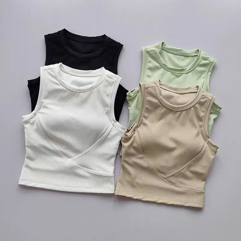 

Women's Side Fat Coverage Sports Bra One-Piece Fixed Pads Slim Fit Yoga Tank Top Daily Outer Wear for Gym Fitness Training Worko