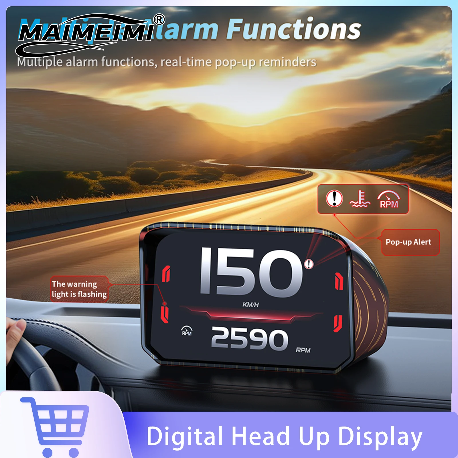 OBD Digital Head Up Display Speed Projector RPM Mileage Turbo Pressure Fuel Consumption Water Temperture On-Board Computer