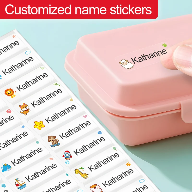 

‌Custom Waterproof Name Stickers for School - Personalized Tags for Kids Backpacks, Lunch Boxes & Bottles, Durable DIY Labels‌