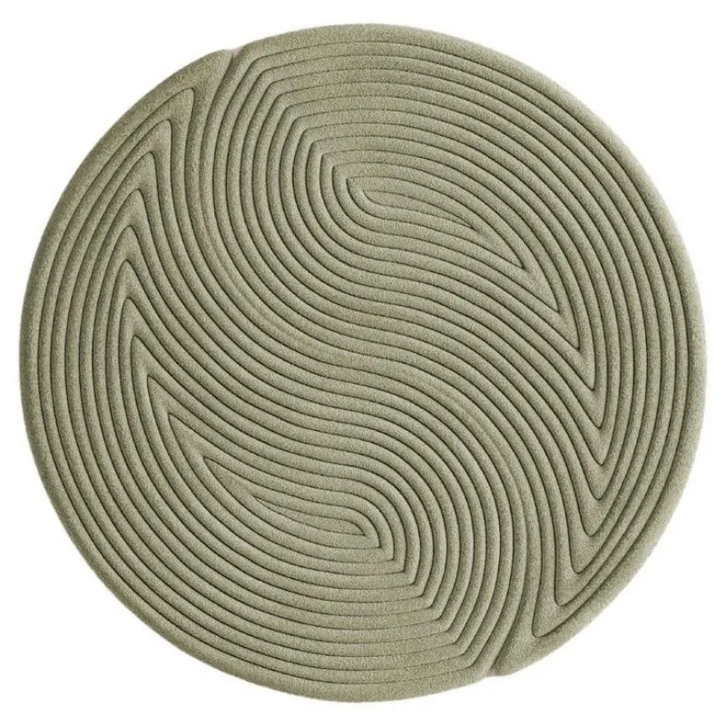 Subtle Embossed Waves In Monochrome Tone Zen Minimalist Design Area Rug For Spa-Like Bathroom Or Bedroom