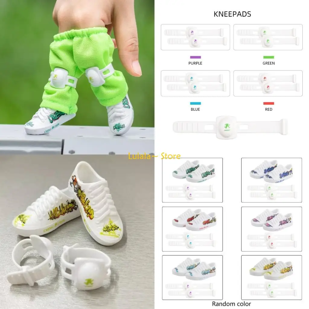 

Y4QA Novelty Finger Knee Pads Fidgets Finger Skateboard Shoes Finger Toy Accessory