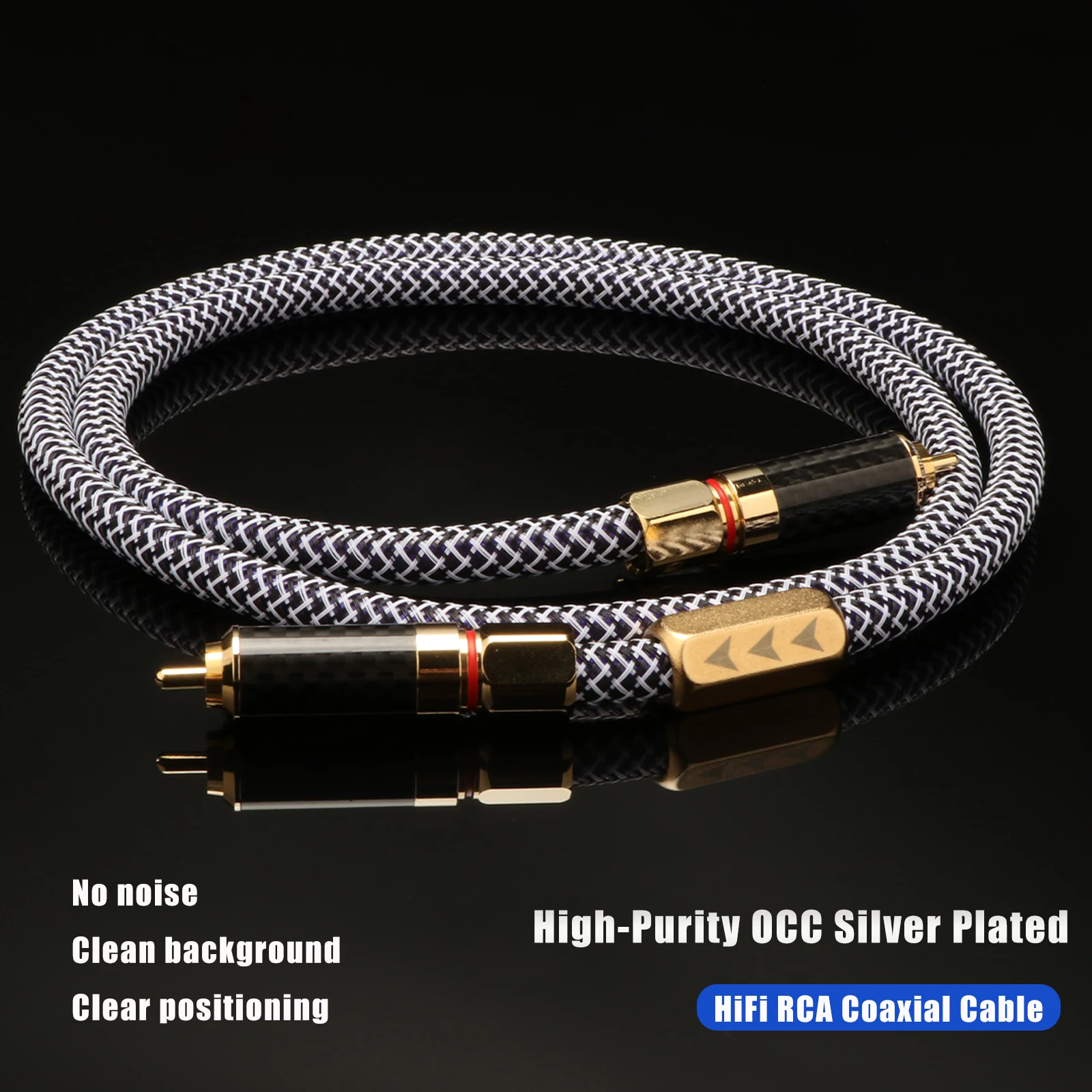 1PCS 75ohm Digital Coaxial Cable 8N OCC Silver Plated SPDIF RCA Cable DAC Cable Crystal Copper For Subwoofer Amplifier