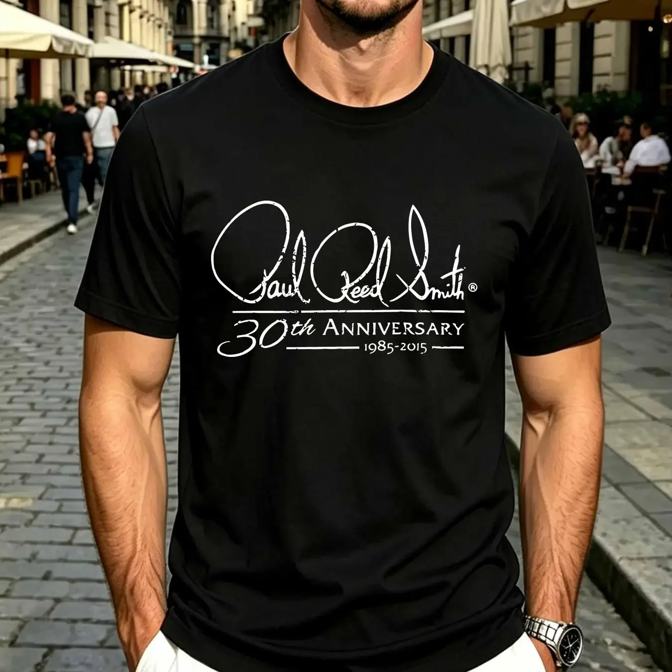 washed T Shirt 2015 Paul Reed Smith Men s Size 2XL Black 30th Anniversary Guitar 1778 vintage Washed Casual Soft Stylish