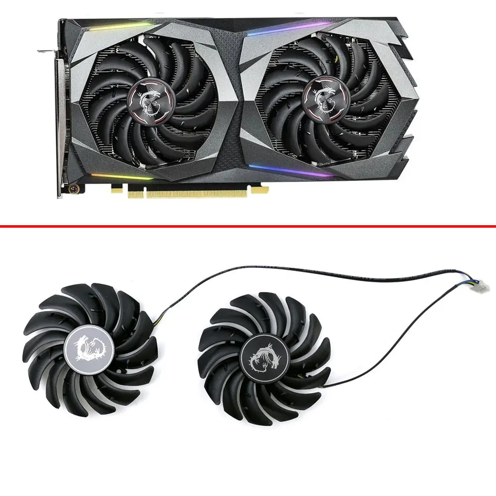 

2Pcs PLD09210S12HH GPU Card Cooler Fan For MSI GeForce GTX 1650 Super 1660 1660Ti GAMING X Graphics Card Fan