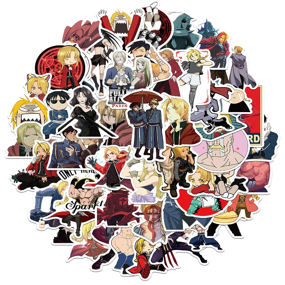 10/30/50PCS Fullmetal Alchemist Anime Graffiti Stickers DIY Motorcycle Travel Luggage Skateboard Classic Kid Toy Sticker Decal