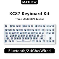 MATHEW KC87 Three Mode Mechanical Keyboard Barebone Classic 87 Keys TKL Layout Hot Swap RGB Gaming Keyboard DIY Kit