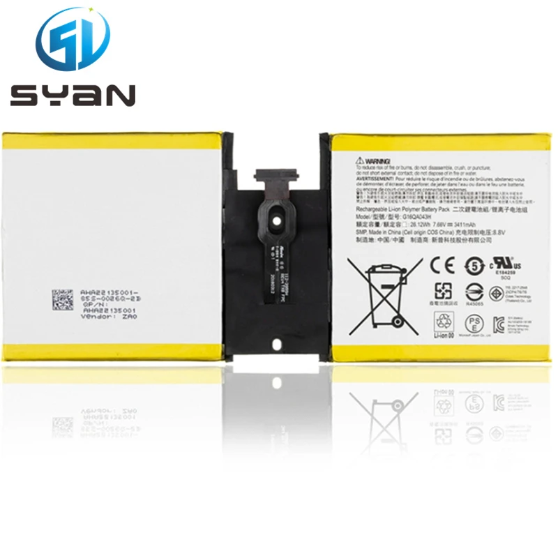 

SYan 1824 1825 батарея для Microsoft Surface Go 1 2018 Tablet Battery G16QA043H 3411mAh