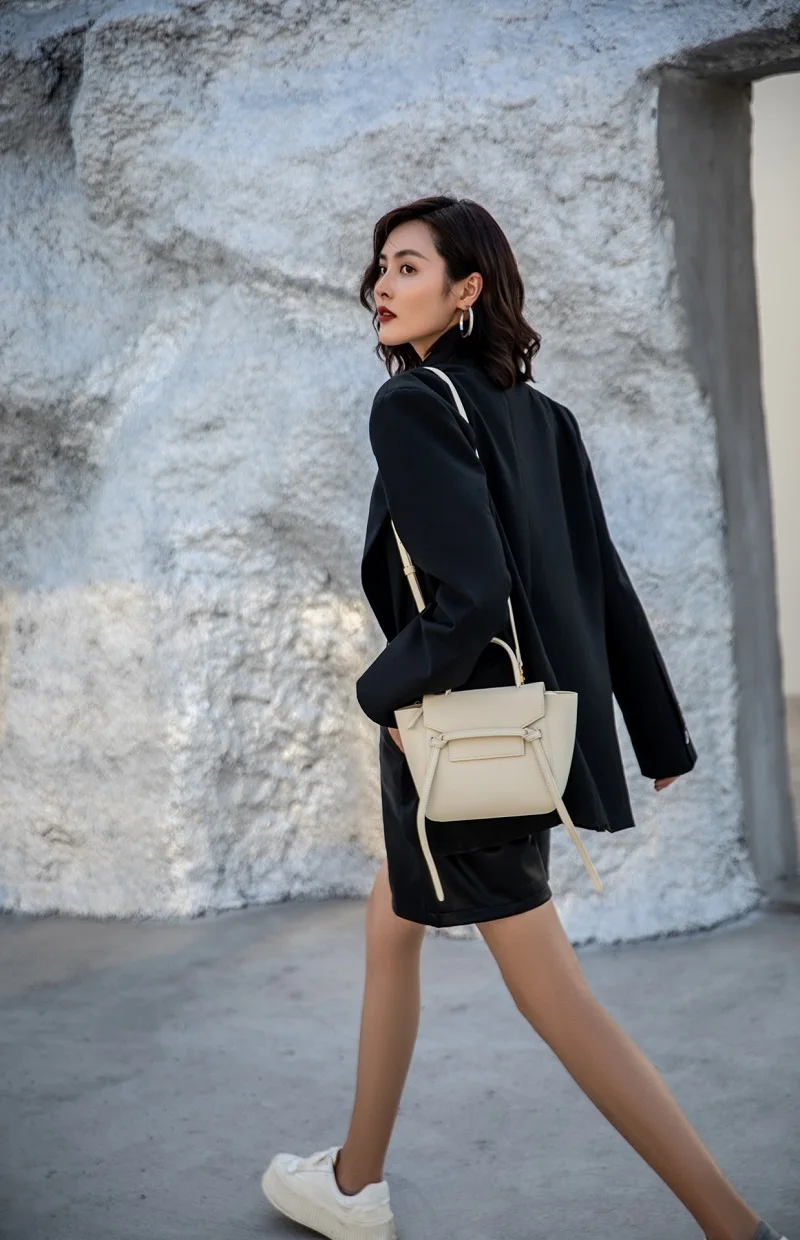 

Classic Leather Maerel Bag Pico Wing ape Nano Smile Face Genuine Leather Handbag Single oulder Crossbody Bag for Youth