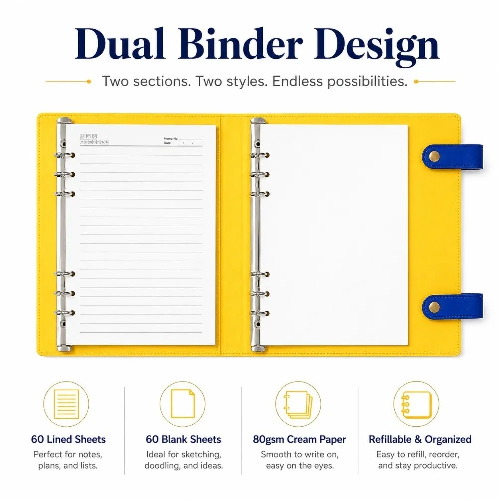 Drawing A5 B5 Notepad PU Leather Cover Spiral Bound Paper Planner Loose-leaf Binder Record Book Solid Color Notebook Office
