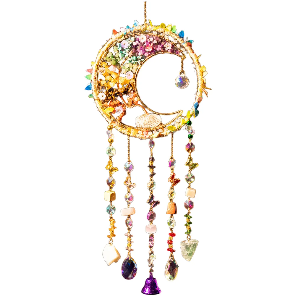 Handcrafted Natural Stone Pendant with For dreamcatcher Theme and Moon for element for Indoor Outdoor Wall Hanging Decor