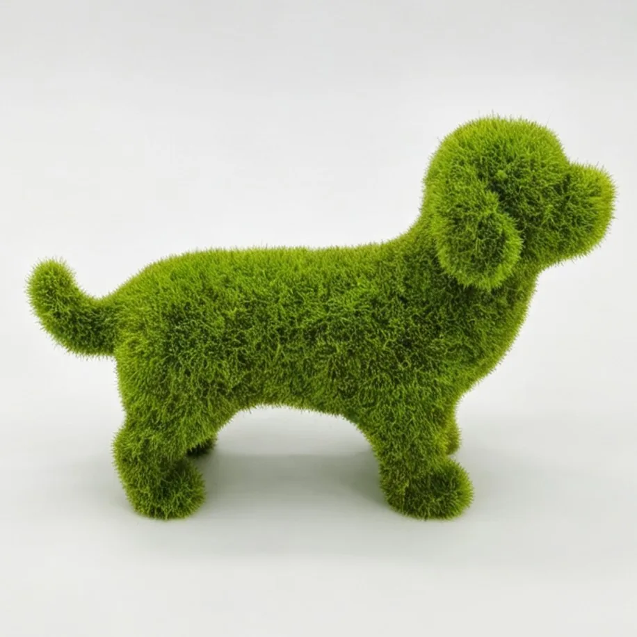 Resin Dog with Soft Flock Finish for Realistic Appearance in For Outdoor Garden Lawn and Indoor Shelf Displays