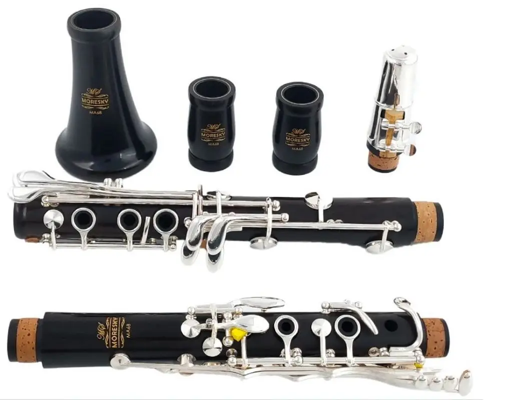 

MORESKY Professional Ebony Clarinet A tune 17 Key Silver plated copper Clarinet In La MA68