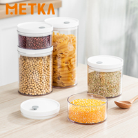 4Pcs Cereal Storage Container Set Airtight Round Portable Snack Box Stackable Sealed Jar Nut Coffee Grain Kitchen Accessories