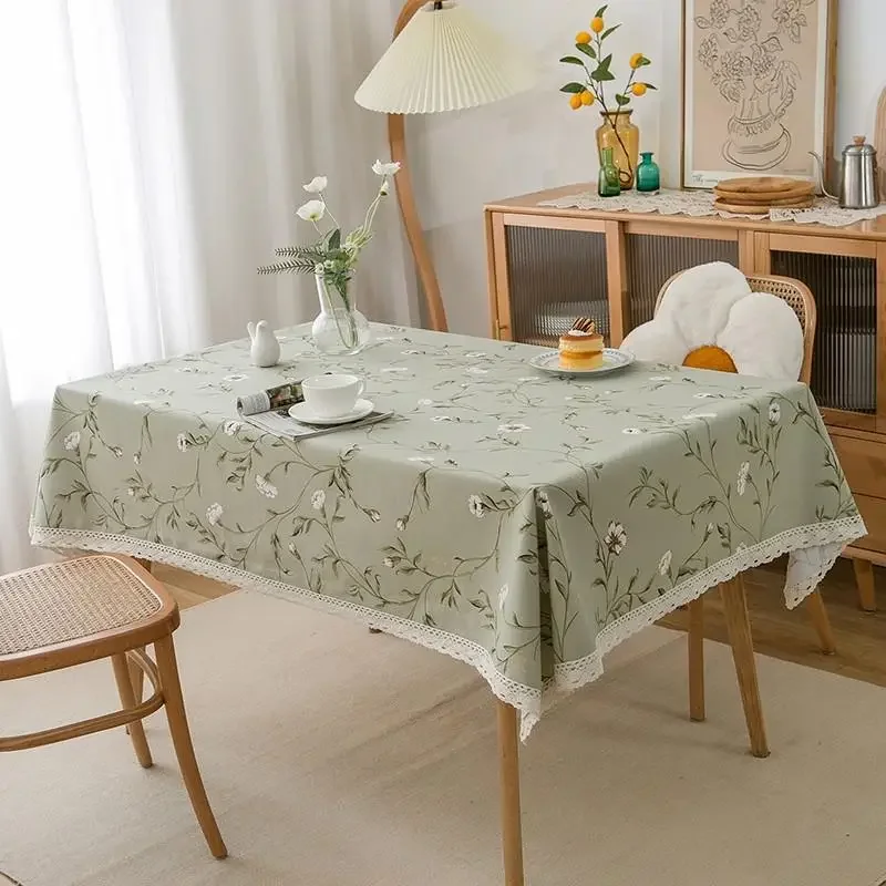 Fresh Floral Print Cotton Linen Tablecloth Pastoral Style Household Dining  Table Cover Multi Color Plant Fabric Table Mat Decor