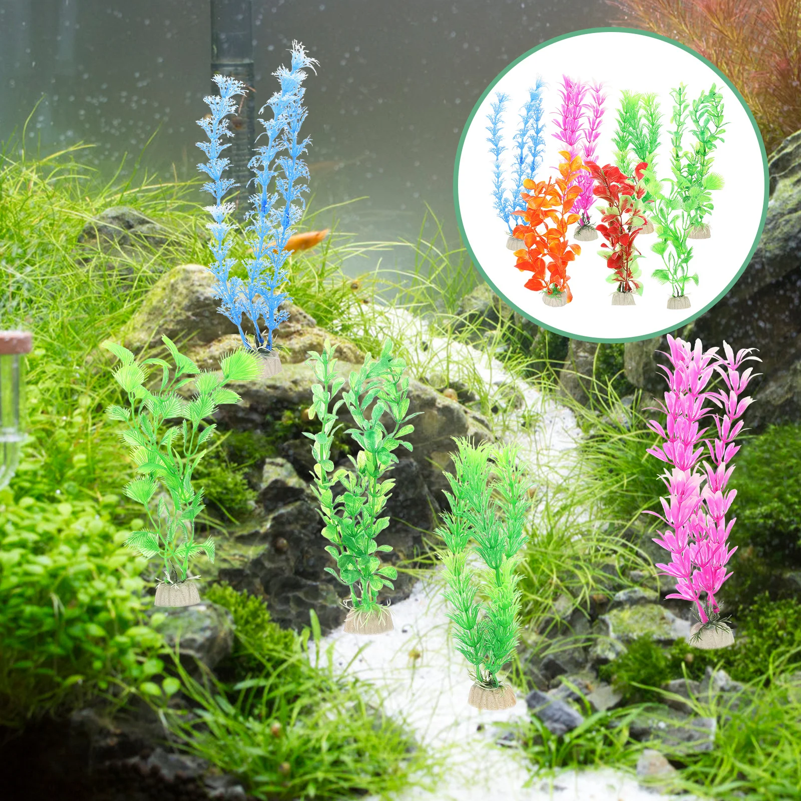 

7pcs Water Grass Adornment Artificial Aquarium Plant For Fish Tank Decor Simulation Aquatic Plant Fake Water Grass Ornament