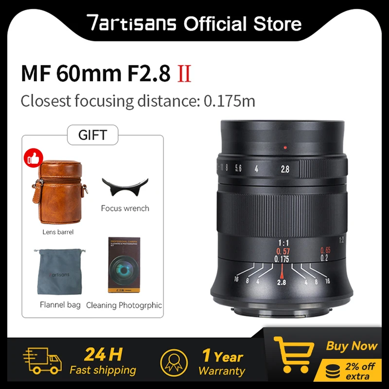 7artisans 60mm F2.8 Mark II APS-C Macro Lens For Sony E ZVE10 Nikon Z Z6II Fuji XF Canon RF R6 M4/3 Leica T TL SL