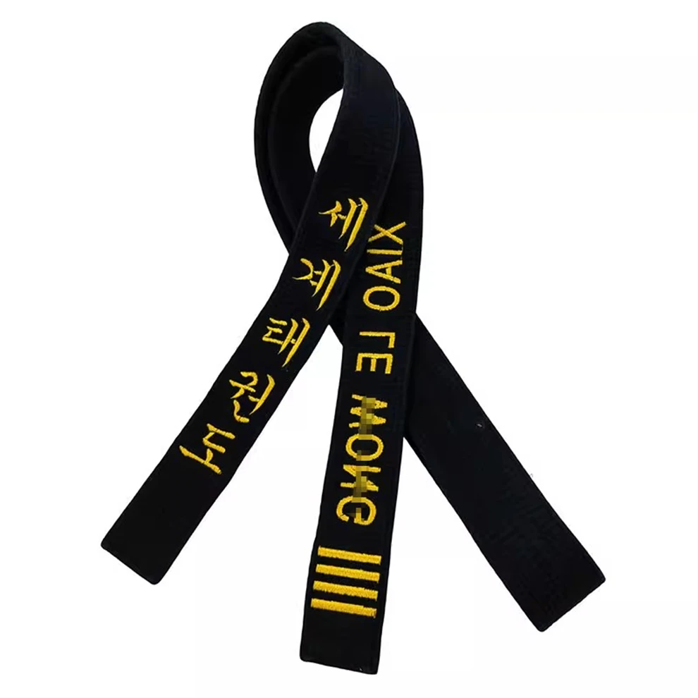 Width 5cm TAEKWONDO Black Belt Thickened with Dans Cotton Karate Shotokan Black Belts Embroidery Japanese Korean Customized Name