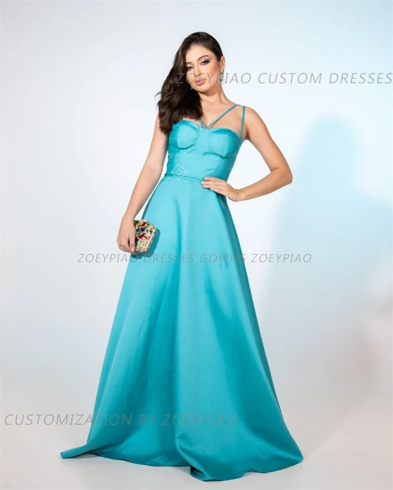 Sexy Blue/Red Long Spaghetti Strap Evening Dress Simple A Line Prom Dress Floor Length Formal Vestidos De Noche Custom Made