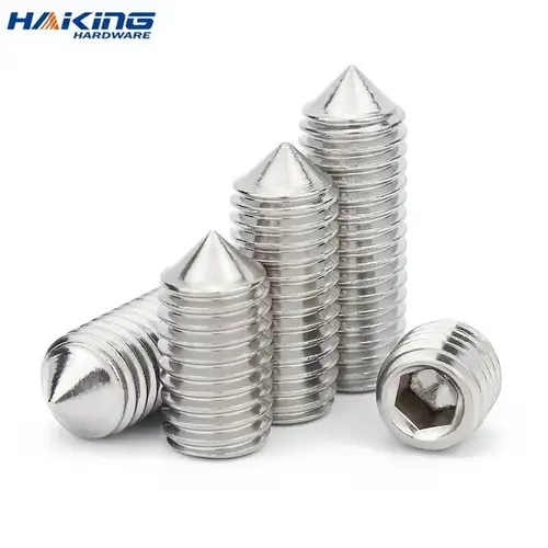 10 unids/lote juego de casquillo hexagonal tornillo de punta cónica M2 M2.5 M3 M4 M5 M6 M8 M10 M12 304 acero inoxidable DIN914