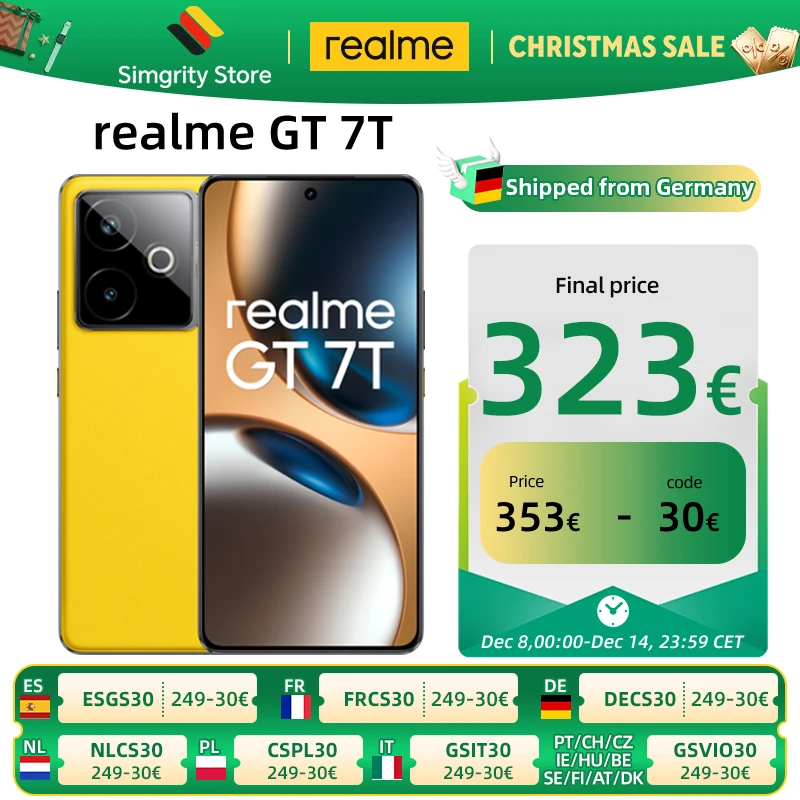 Realme GT 7T 5G Smartphone, 12+256Go, 7000 mAh Battery, 120W Charge, Dimensity 8400-MAX Chipset, IMX896 50MP Camera, AI Planner, 6000nits Pro-Esports 120Hz Display, IP69 Realme GT 7T 5G Smartphone, 12+256Go, 7000 mAh Battery, 120W Charge, Dimensity 8400-MAX Chipset, IMX896 50MP Camera, AI Planner, 6000nits Pro-Esports 120Hz Display, IP69