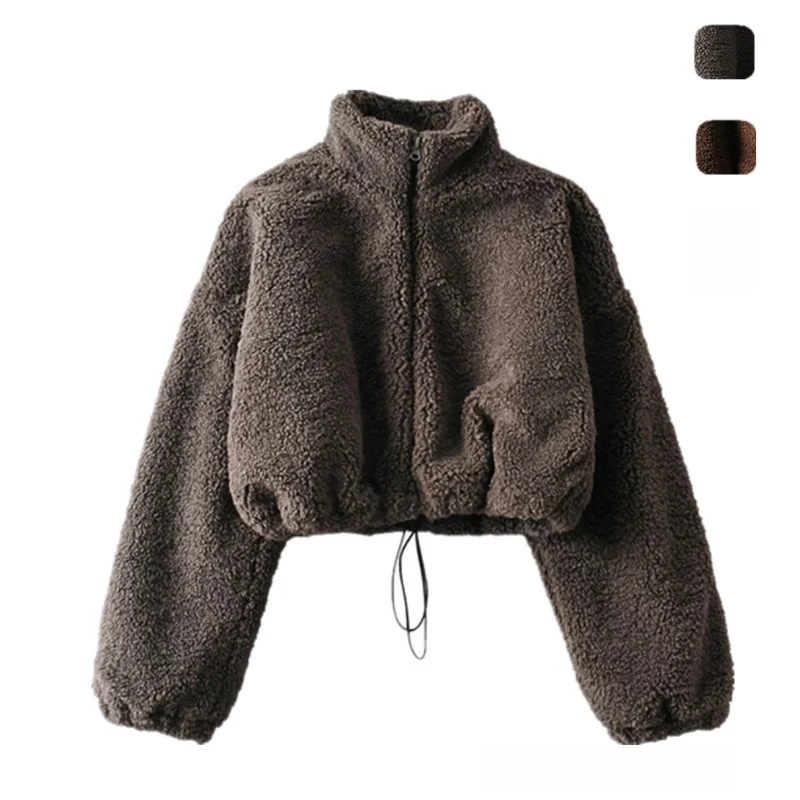 

Американский блоггер Sle ort Пальто Женская верхняя одежда Thiened Lazy Faion из искусственного меха ягненка Хлопок Jaet Street Sle на молнии