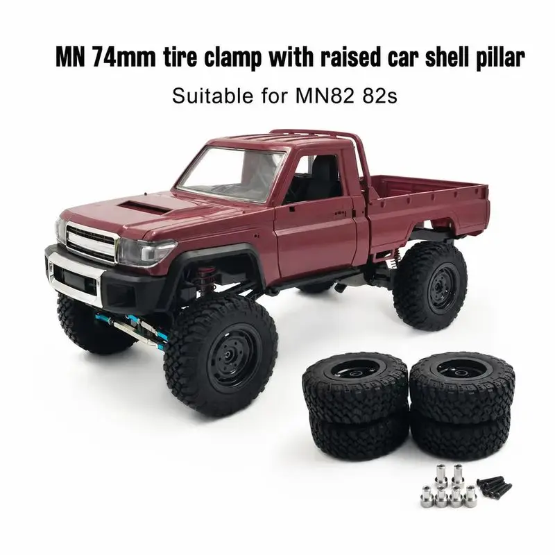 MN82 82S 74mm Beadlock Tires for RC Crawler Upgrade Kit with Raised Body Post Wheel Accessory Replacement Set