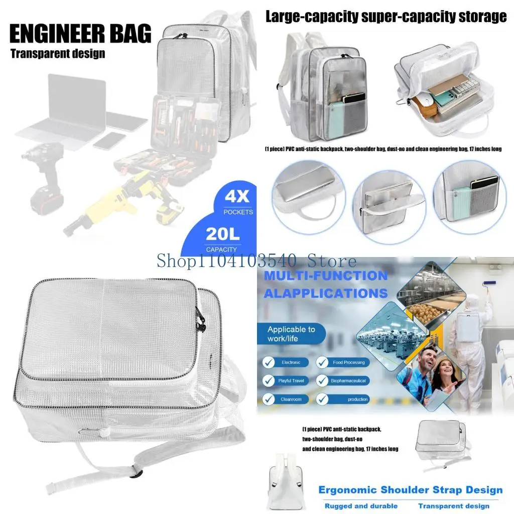 

02DC Anti Statics PVC Clear Backpack Tool Bag with ESD for Cleanroom Environments and Electronic Safety