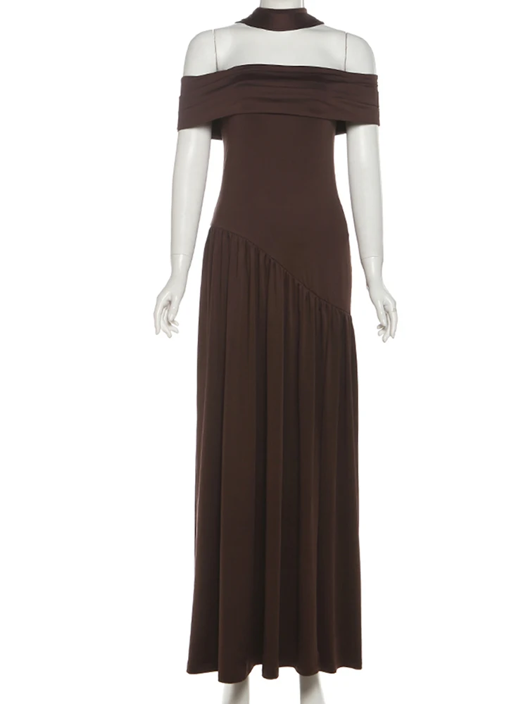 Sisterlinda Sexy High Splits Langes Kleid + Solide Schal Frau Off Schulter Backless Rüschen Saum Mitternacht Prom Party Elegante Vestidos