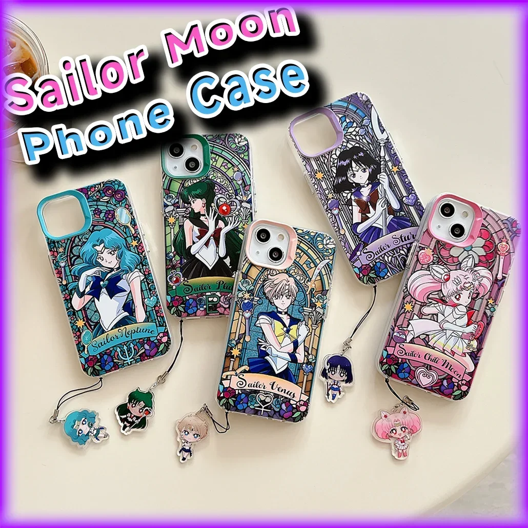 Kawaii Sailor Moon Phone Case for IPhone 16 15 14 13 12 11 XS/XR 7/8Pro Max Jupiter Uranus Neptune Pluto Saturn Protective Cover