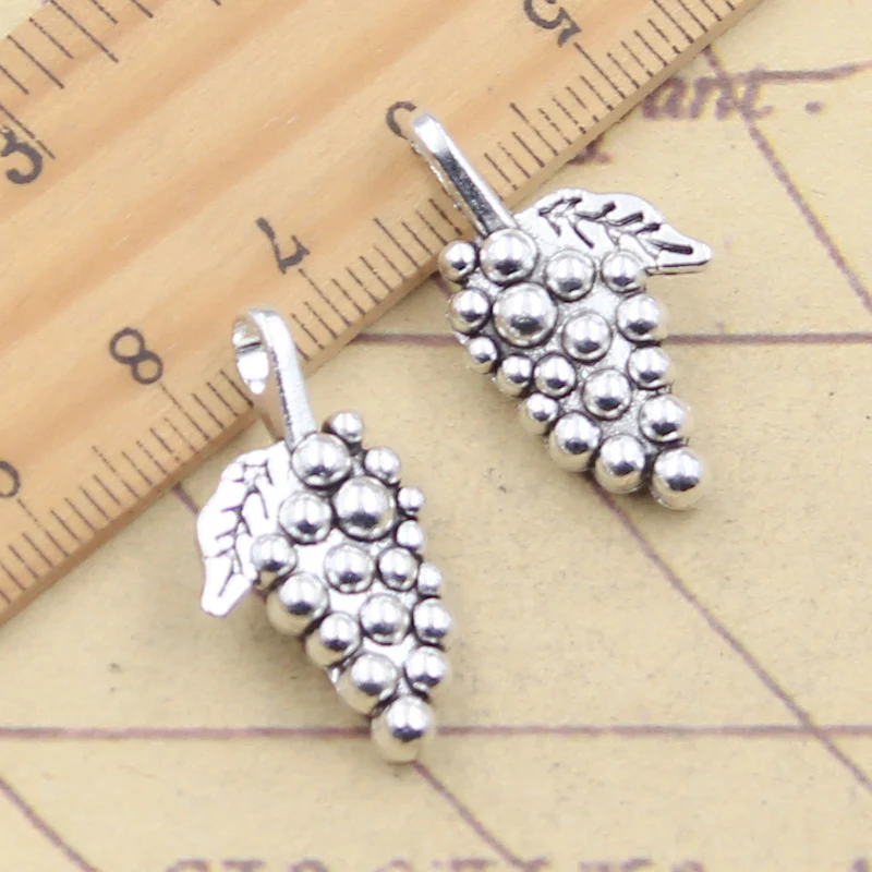 10pcs Charms 3D Grape 26x14x6mm Tibetan Silver Color Pendants Antique Jewelry Making DIY Handmade Craft