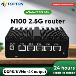 Topton pfSense Firewall Soft Router N6000 N5105 N100 4x i226-V 2,5G LAN NVMe Barebone Lüfterloser Mini-PC HDMI2.0 DP AES-NI OPNsense