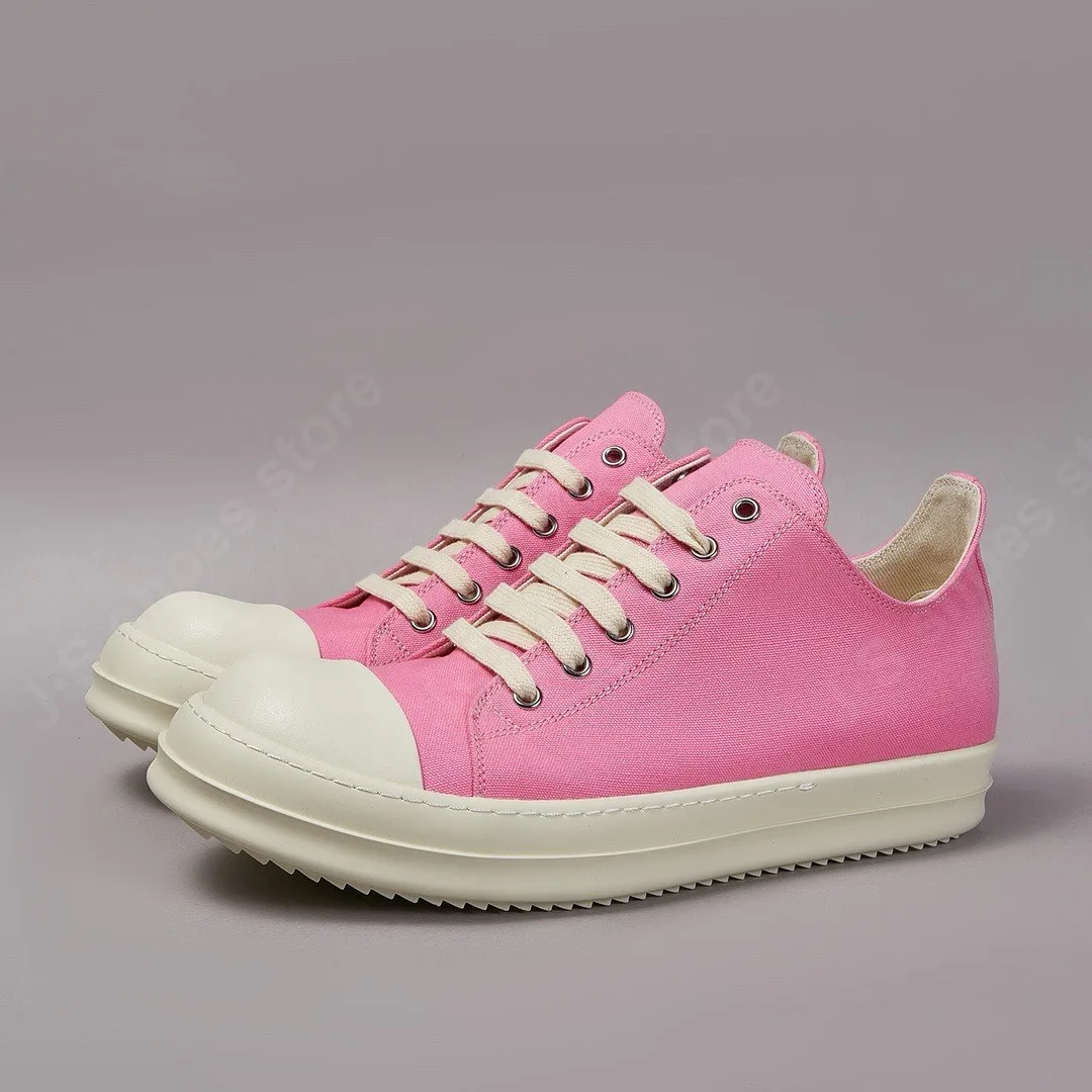 Marca ro sapato masculino ricks sapato de lona rosa feminino sapatos casuais owens tênis sapatos planos luxo rendas até sapato baixo sapatos tênis