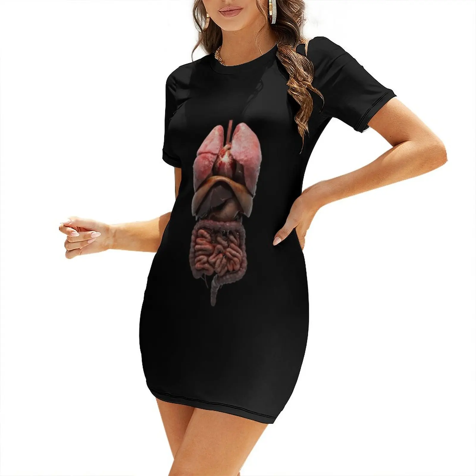 Camiseta del sistema digestivo Camiseta del sistema digestivo 3d Vestido de manga corta Vestidos de noche de lujo 2025 Ropa de mujer Vestido