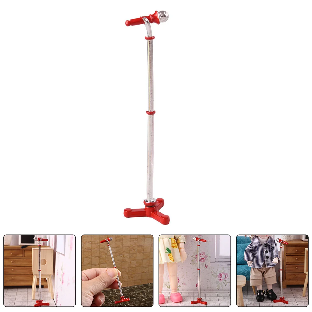 

Dollhouse Microphone Miniature Model Stand Toy Figurines Aluminum Alloy Landscape Decoration