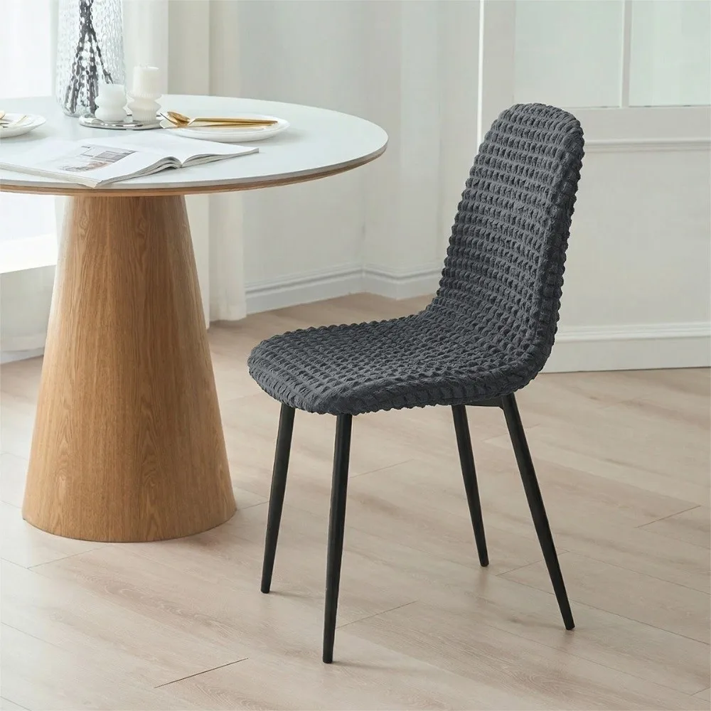 Stretchy Material Dining Chair Covers Bubble Grid Texture Removable Chair Seat Protector Universal Fit Elastic Edge